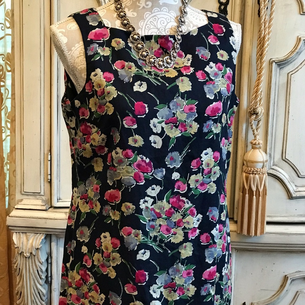 RALPH LAUREN FLORAL💯% LINEN DRESS VTG Sz 10 LIKE NEW GORGEOUS HIGH END DRESS